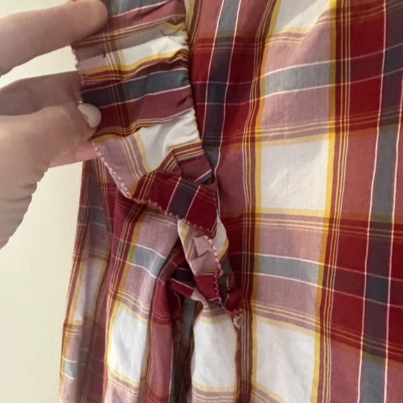 Something Navy - Jamie Ruffle Sleeve Plaid Button Up XS M0341 - Picture 6 of 12